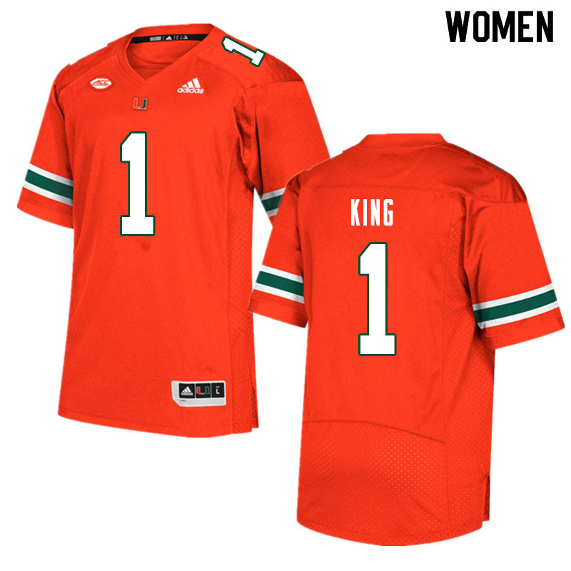 Women #1 D'Eriq King Miami Hurricanes College Football Jerseys Sale-Orange
